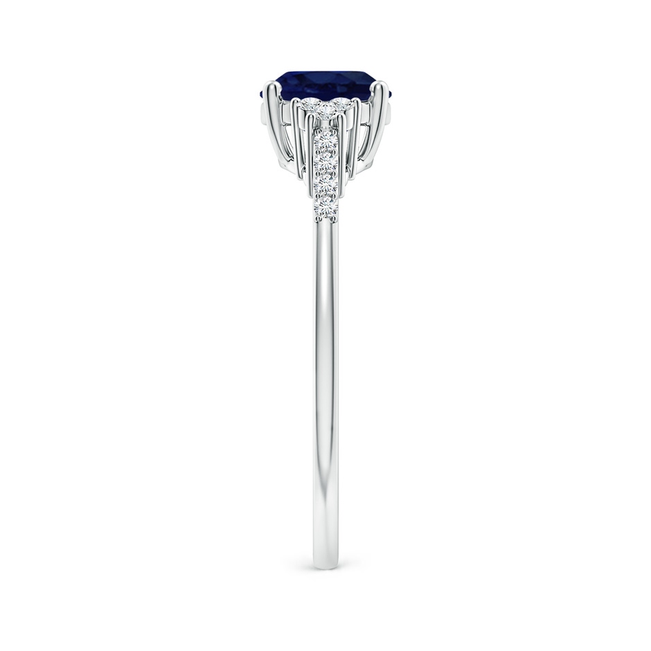 8x6mm A Horizontally Set Oval Sapphire Solitaire Ring with Trio Diamond Accents in P950 Platinum side 299