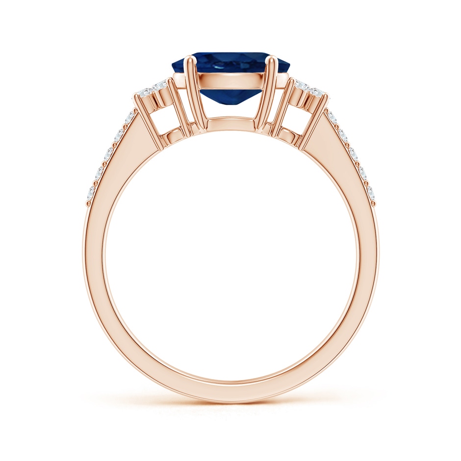 8x6mm AA Horizontally Set Oval Sapphire Solitaire Ring with Trio Diamond Accents in Rose Gold side 199