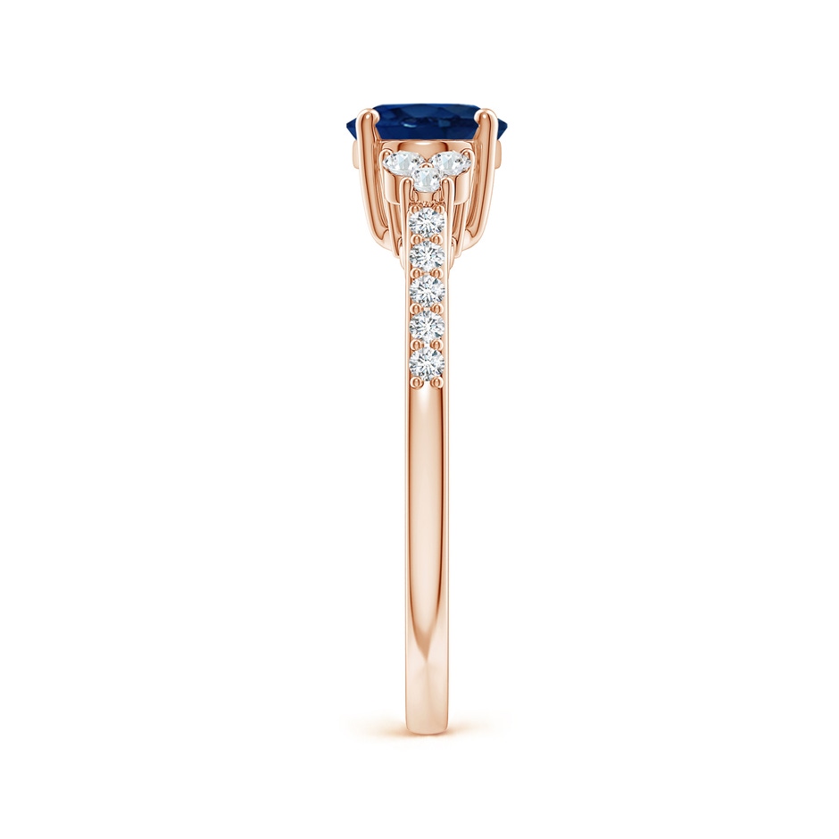 8x6mm AA Horizontally Set Oval Sapphire Solitaire Ring with Trio Diamond Accents in Rose Gold side 299