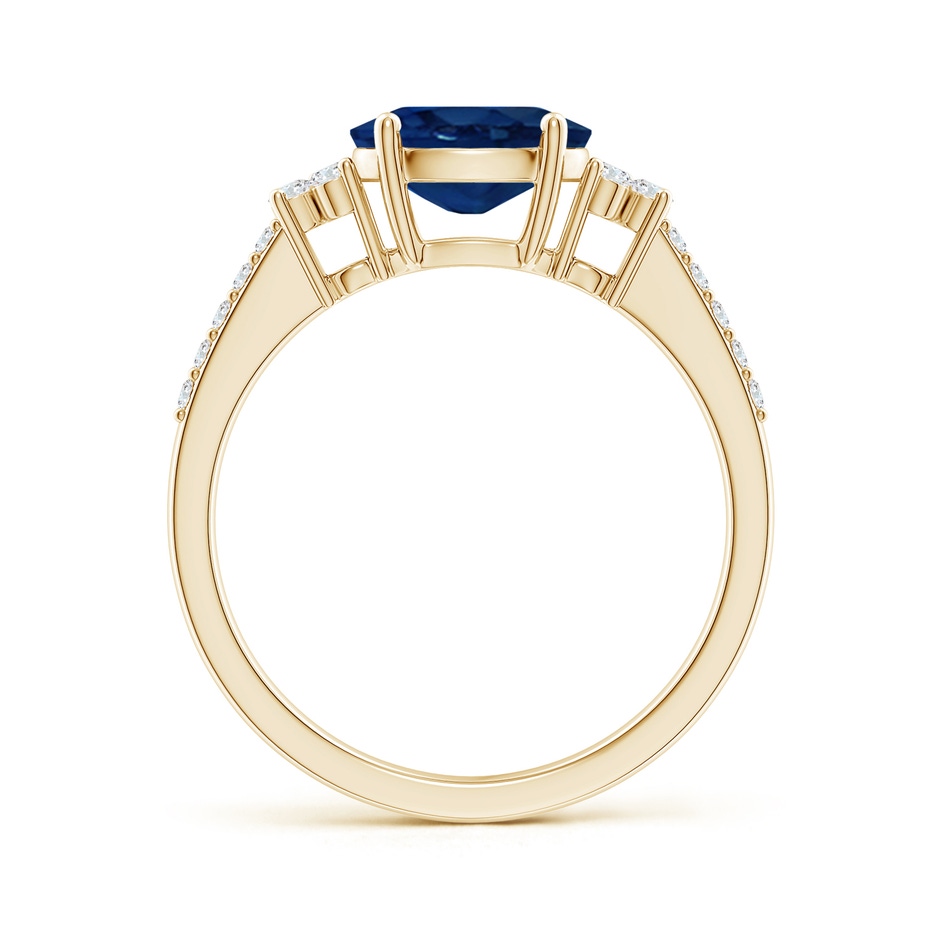 8x6mm AA Horizontally Set Oval Sapphire Solitaire Ring with Trio Diamond Accents in Yellow Gold side 199