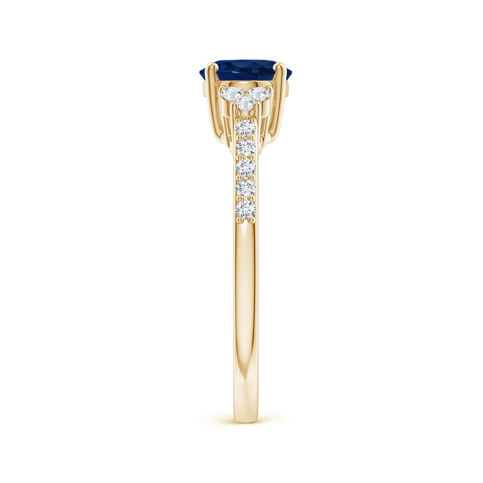 8x6mm AA Horizontally Set Oval Sapphire Solitaire Ring with Trio Diamond Accents in Yellow Gold side 299