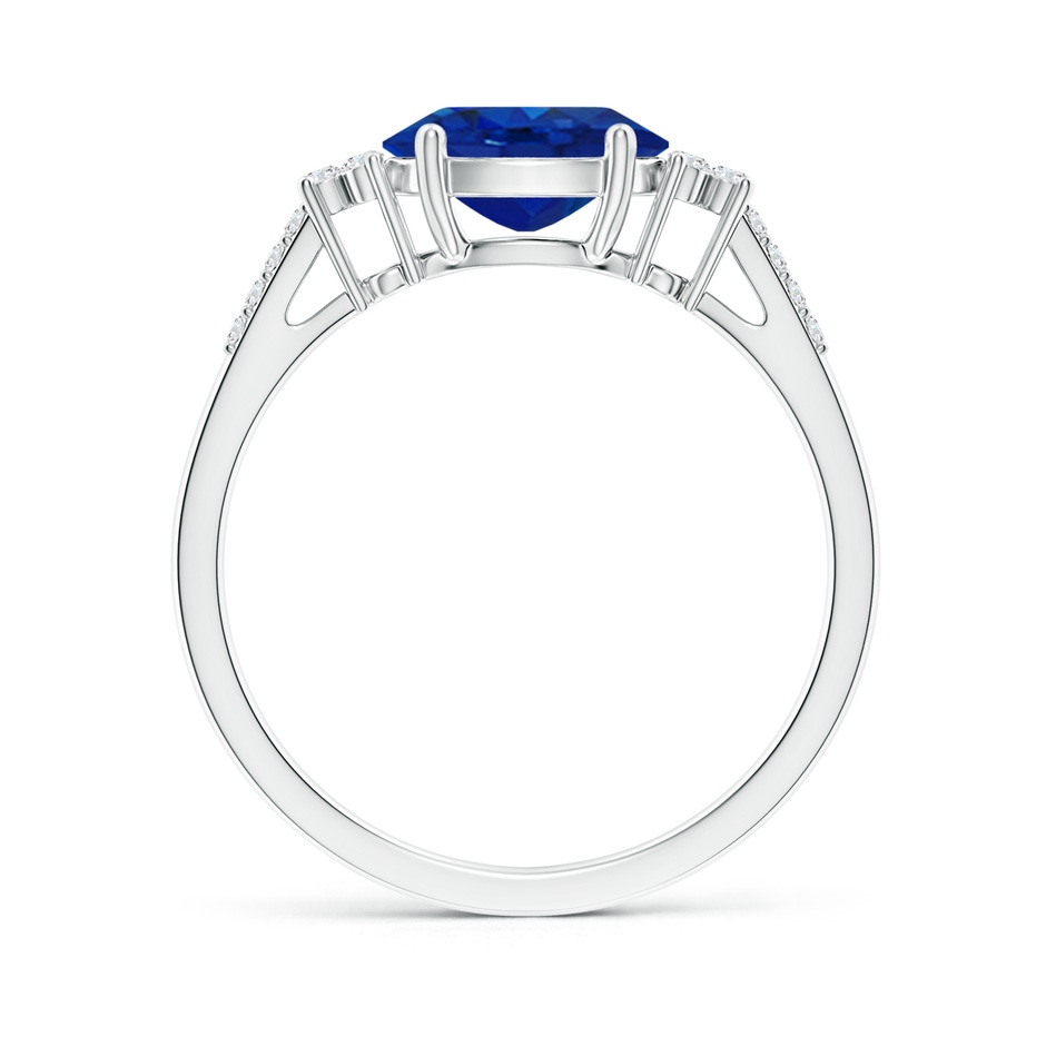 8x6mm AAA Horizontally Set Oval Sapphire Solitaire Ring with Trio Diamond Accents in P950 Platinum side 199