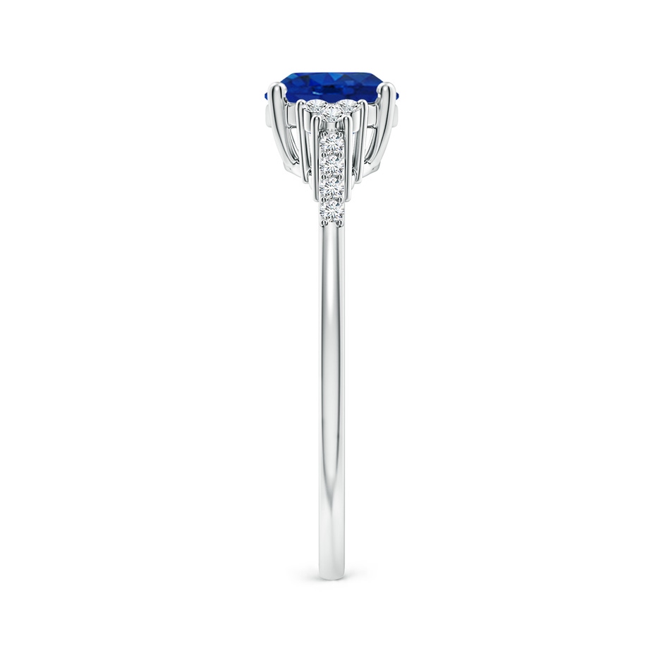 8x6mm AAA Horizontally Set Oval Sapphire Solitaire Ring with Trio Diamond Accents in P950 Platinum side 299