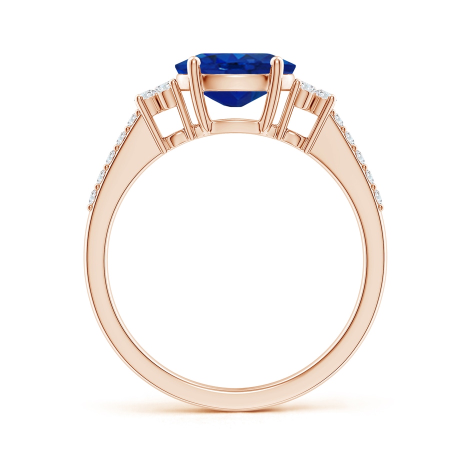 8x6mm AAA Horizontally Set Oval Sapphire Solitaire Ring with Trio Diamond Accents in Rose Gold side 199