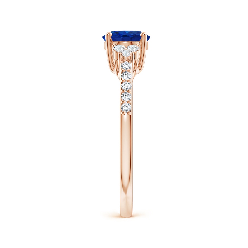 8x6mm AAA Horizontally Set Oval Sapphire Solitaire Ring with Trio Diamond Accents in Rose Gold side 299