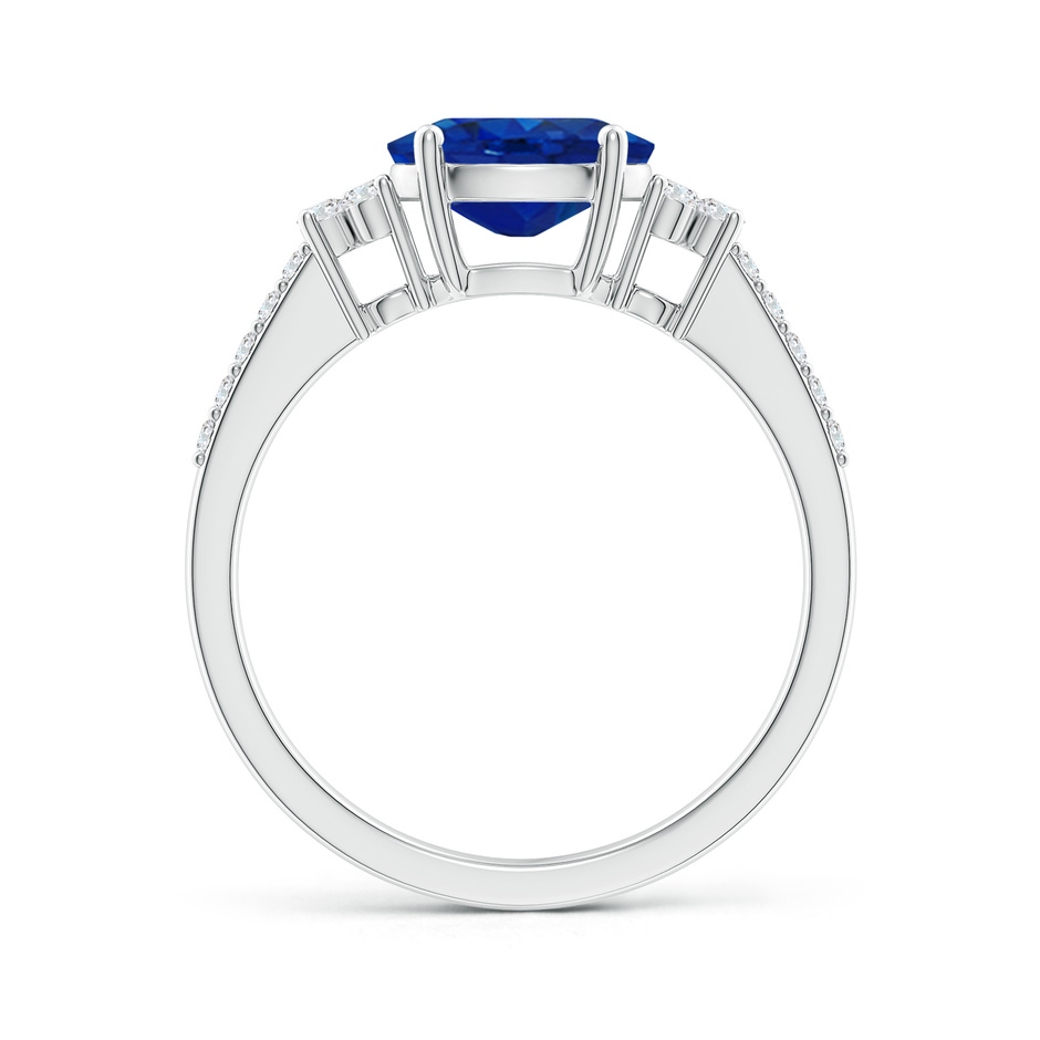8x6mm AAA Horizontally Set Oval Sapphire Solitaire Ring with Trio Diamond Accents in White Gold side 199