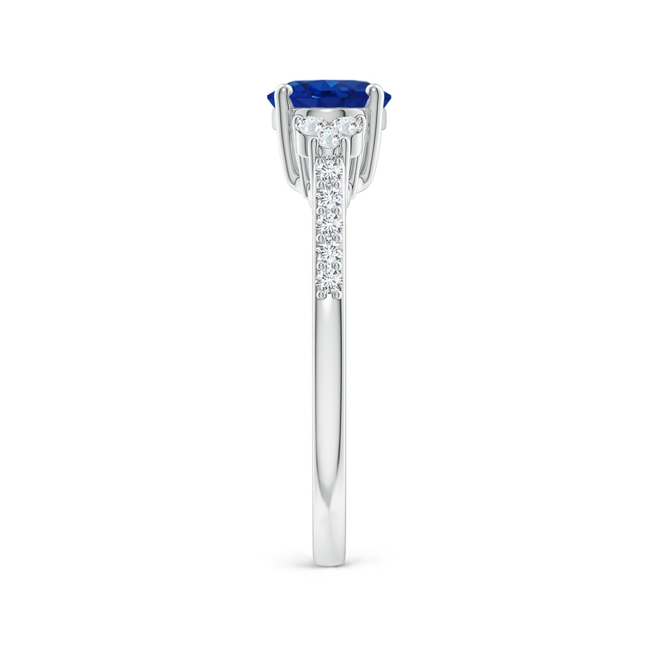 8x6mm AAA Horizontally Set Oval Sapphire Solitaire Ring with Trio Diamond Accents in White Gold side 299