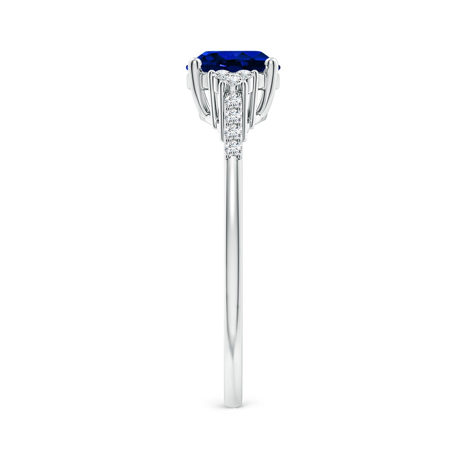 8x6mm AAAA Horizontally Set Oval Sapphire Solitaire Ring with Trio Diamond Accents in P950 Platinum side 299