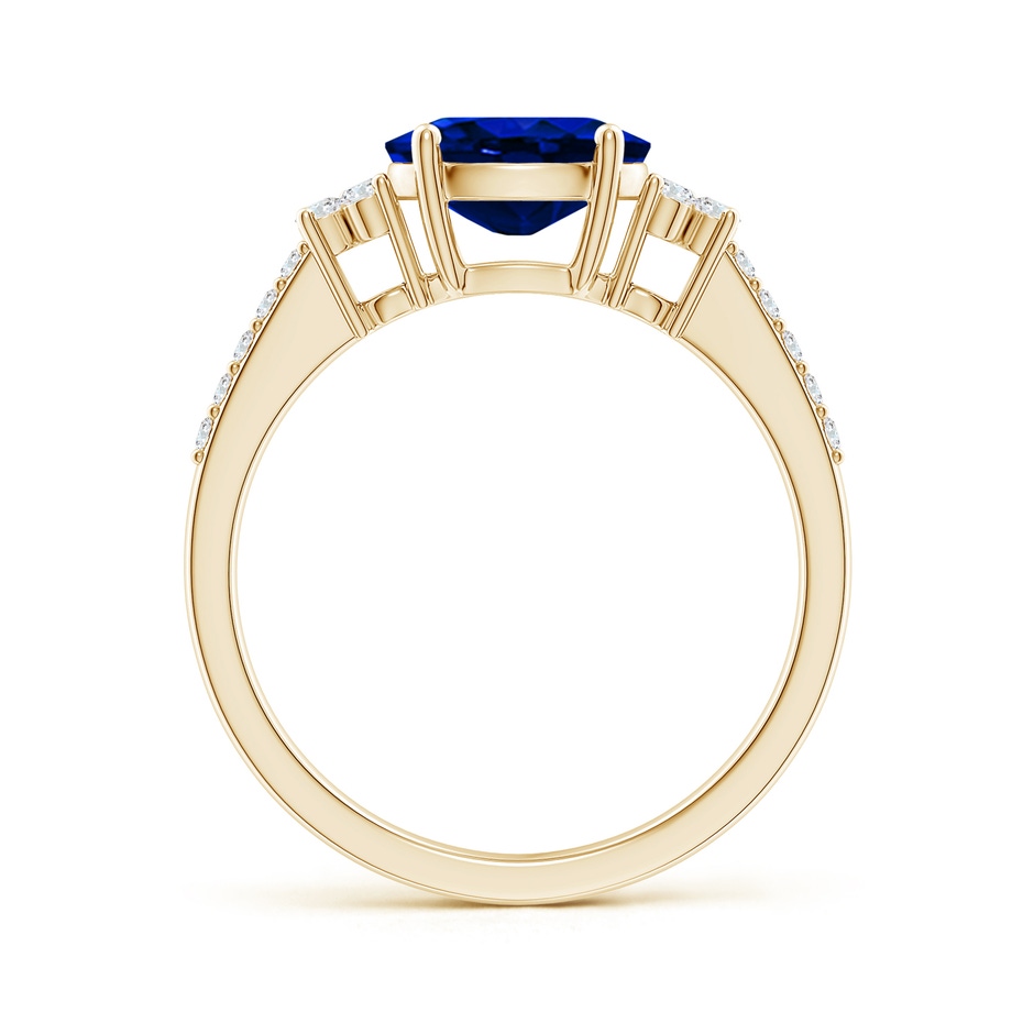 8x6mm Lab-Grown Horizontally Set Oval Sapphire Solitaire Ring with Trio Diamond Accents in Yellow Gold side 199