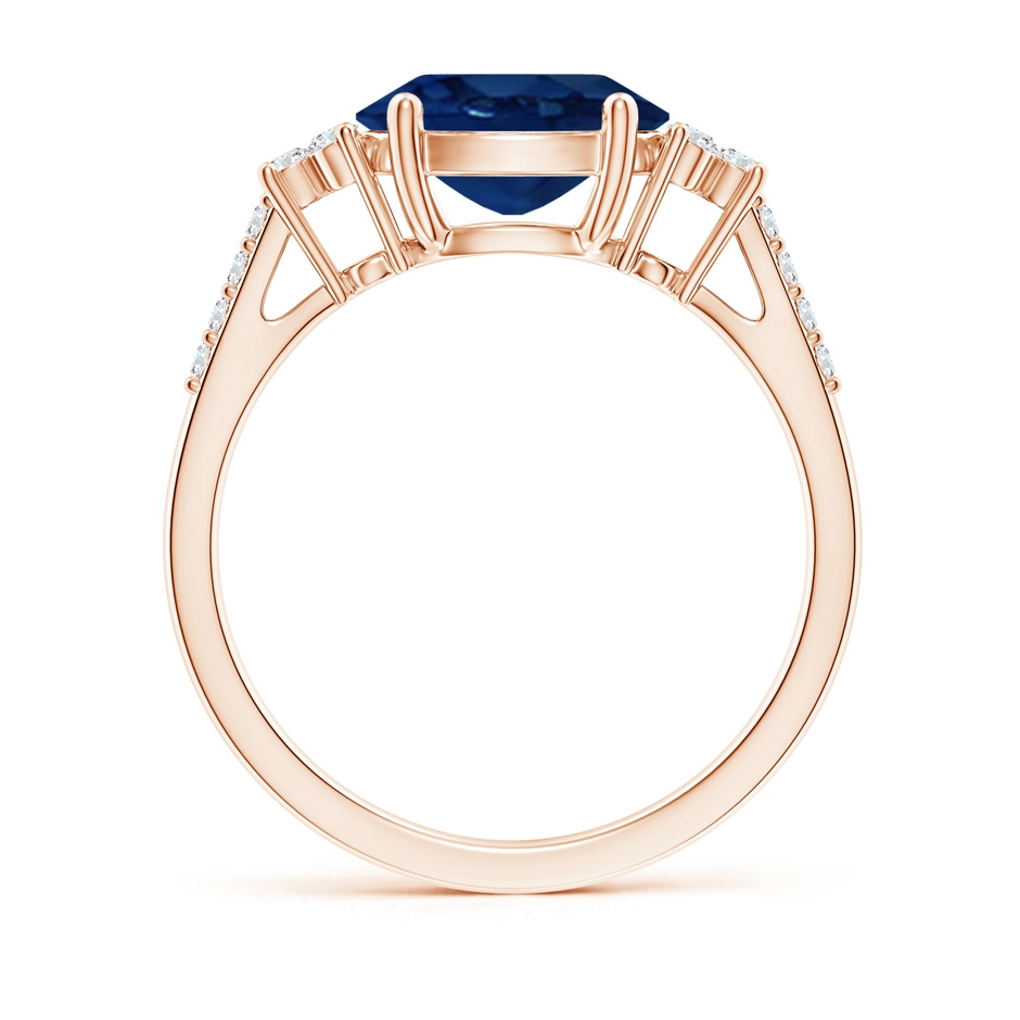 9x7mm AA Horizontally Set Oval Sapphire Solitaire Ring with Trio Diamond Accents in Rose Gold side 199