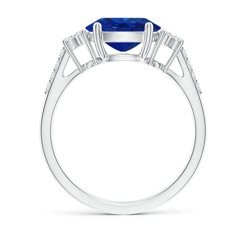 9x7mm AAA Horizontally Set Oval Sapphire Solitaire Ring with Trio Diamond Accents in P950 Platinum side 199