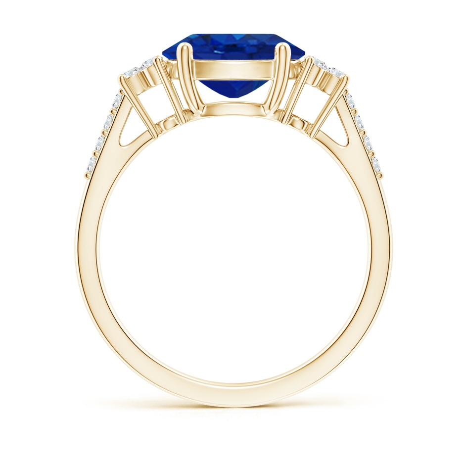 9x7mm AAA Horizontally Set Oval Sapphire Solitaire Ring with Trio Diamond Accents in Yellow Gold side 199