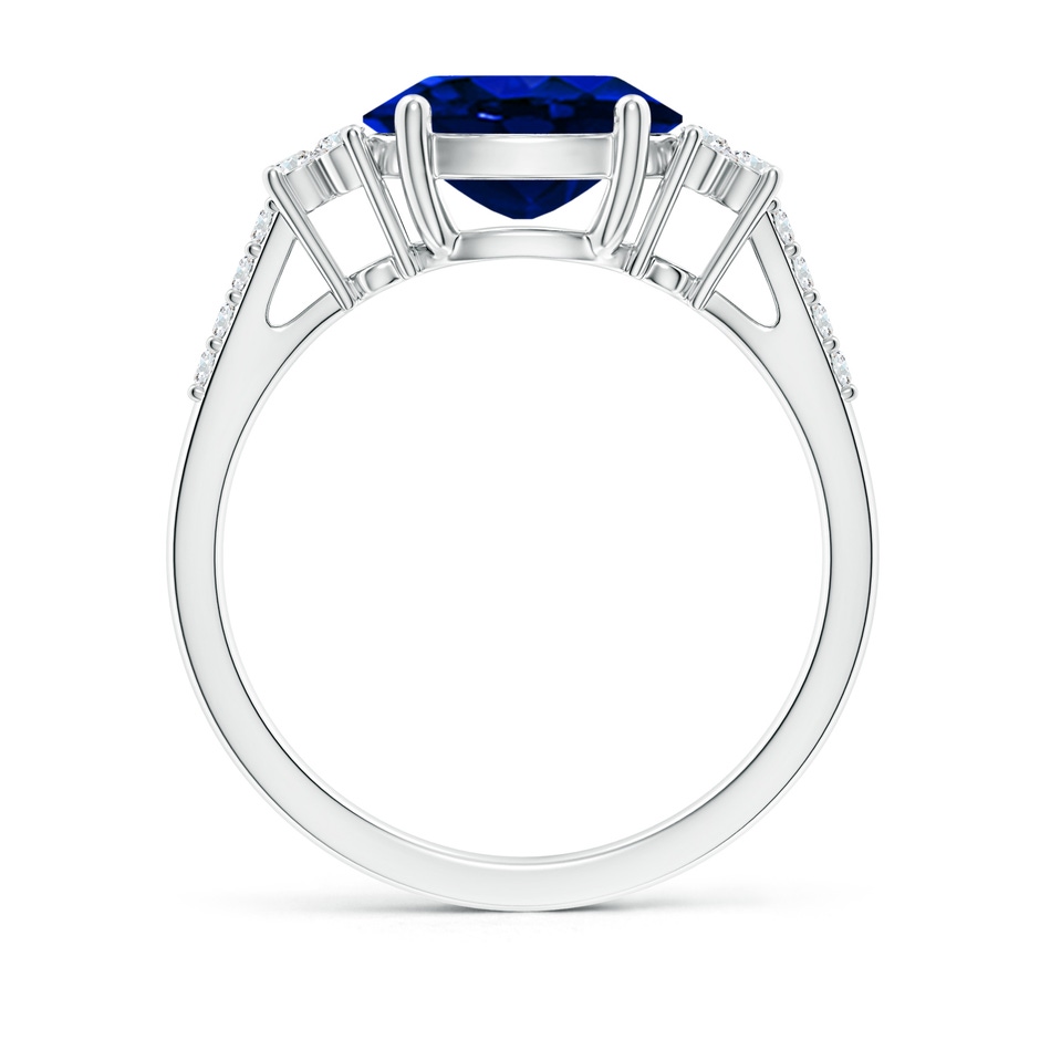 9x7mm AAAA Horizontally Set Oval Sapphire Solitaire Ring with Trio Diamond Accents in P950 Platinum side 199