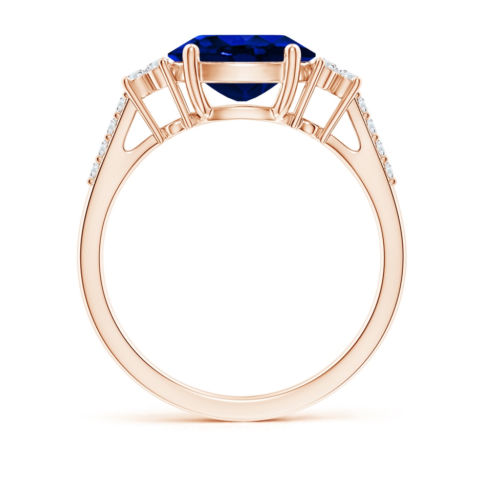 9x7mm AAAA Horizontally Set Oval Sapphire Solitaire Ring with Trio Diamond Accents in Rose Gold side 199