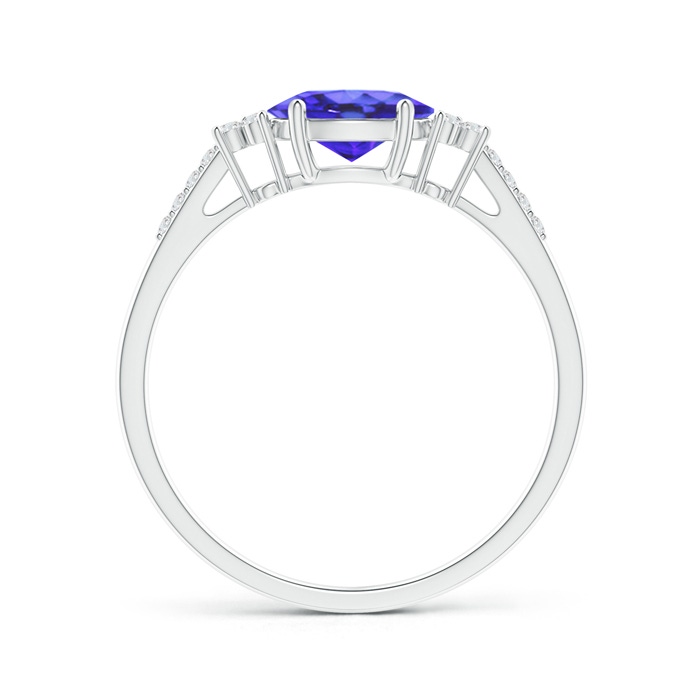 7x5mm AA Horizontally Set Oval Tanzanite Solitaire Ring with Trio Diamond Accents in White Gold side-1