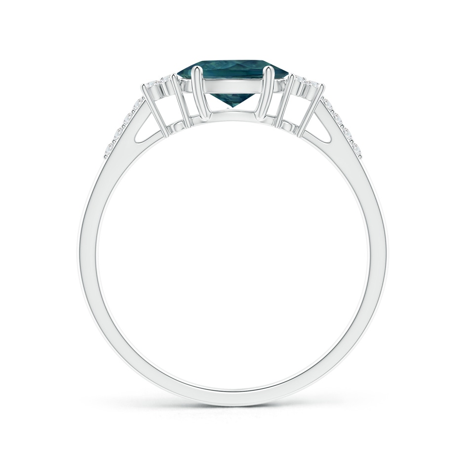 7x5mm AAA Horizontally Set Oval Teal Montana Sapphire Ring with Diamonds in White Gold side 1