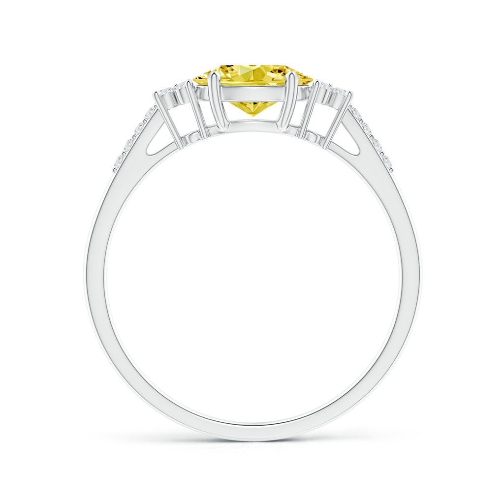 7x5mm AAAA Horizontally Set Oval Fancy Intense Yellow Diamond Ring in P950 Platinum - side 199