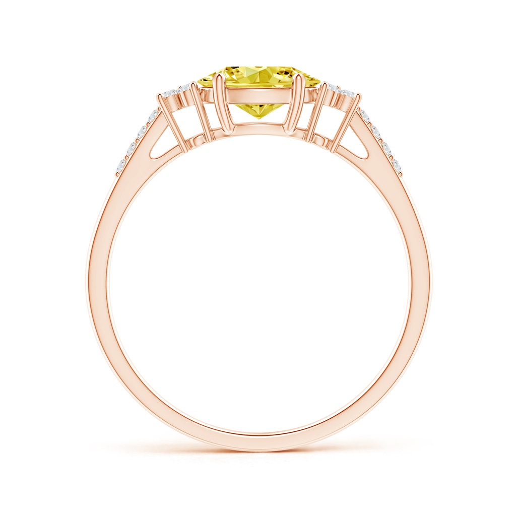 7x5mm AAAA Horizontally Set Oval Fancy Intense Yellow Diamond Ring in Rose Gold - side 199