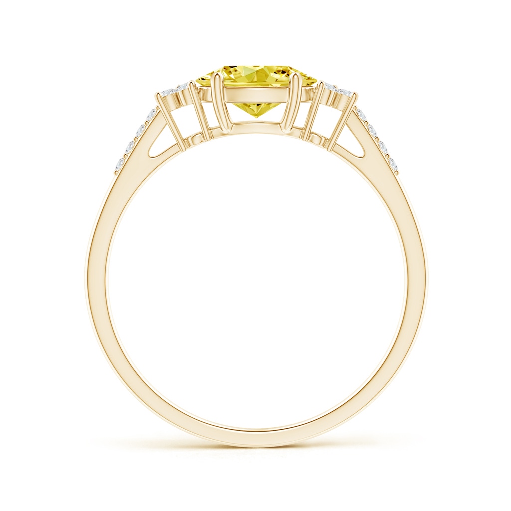7x5mm AAAA Horizontally Set Oval Fancy Intense Yellow Diamond Ring in Yellow Gold - side 199