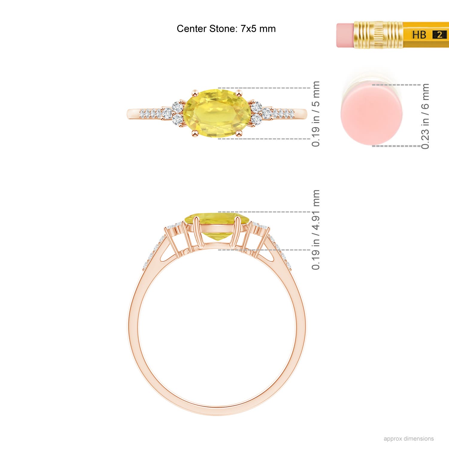 A - Yellow Sapphire / 1.09 CT / 14 KT Rose Gold