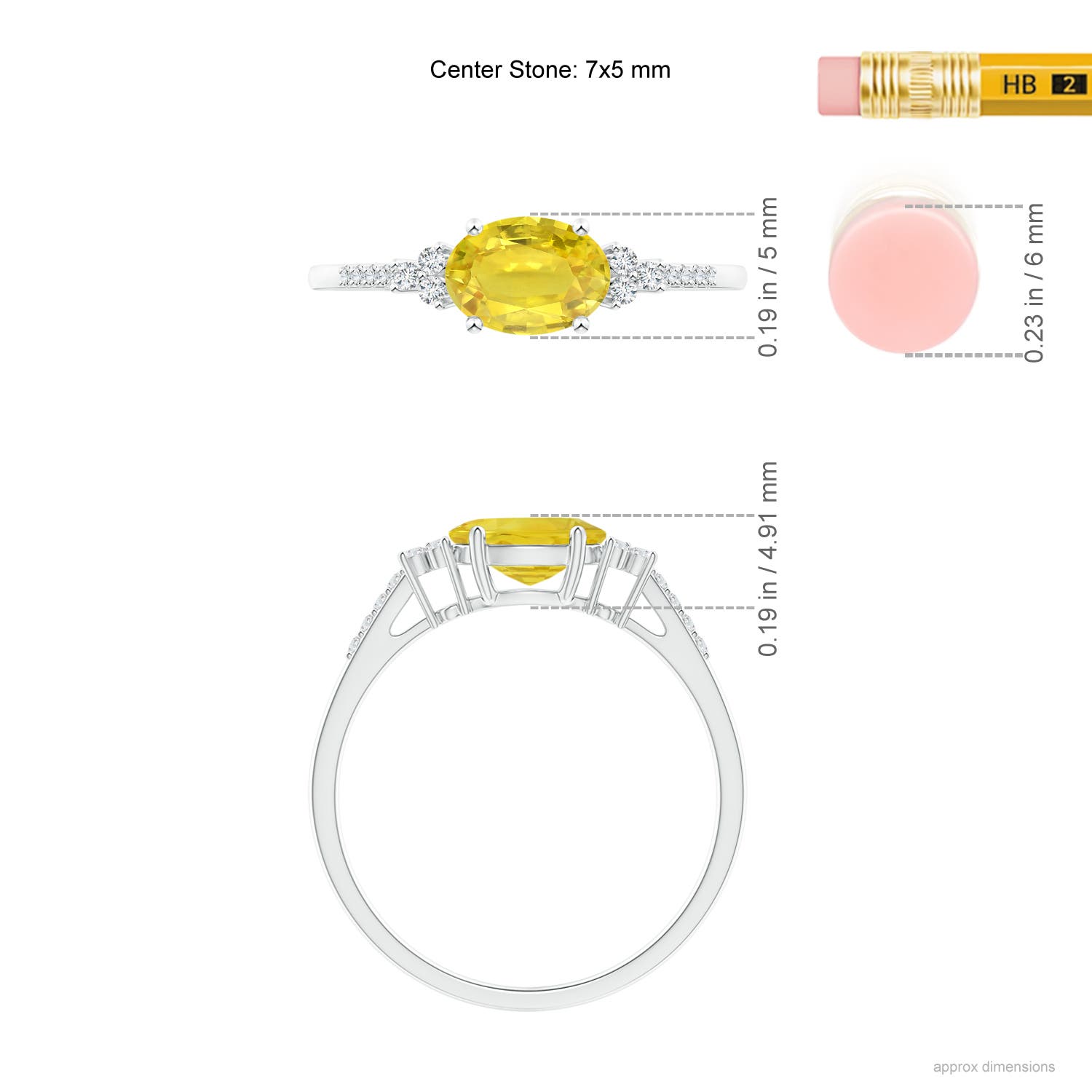 AA - Yellow Sapphire / 1.09 CT / 14 KT White Gold