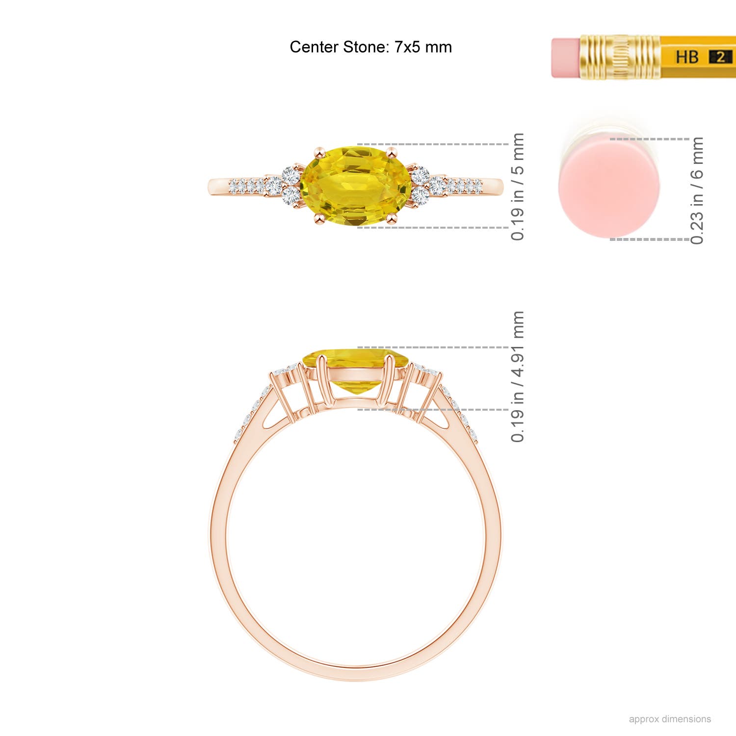 AAA - Yellow Sapphire / 1.09 CT / 14 KT Rose Gold