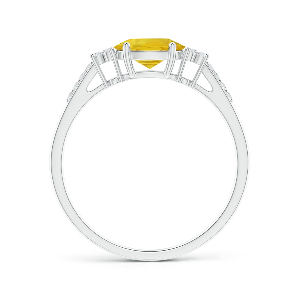 7x5mm AAA Horizontally Set Oval Yellow Sapphire Ring with Diamonds in White Gold Side 1
