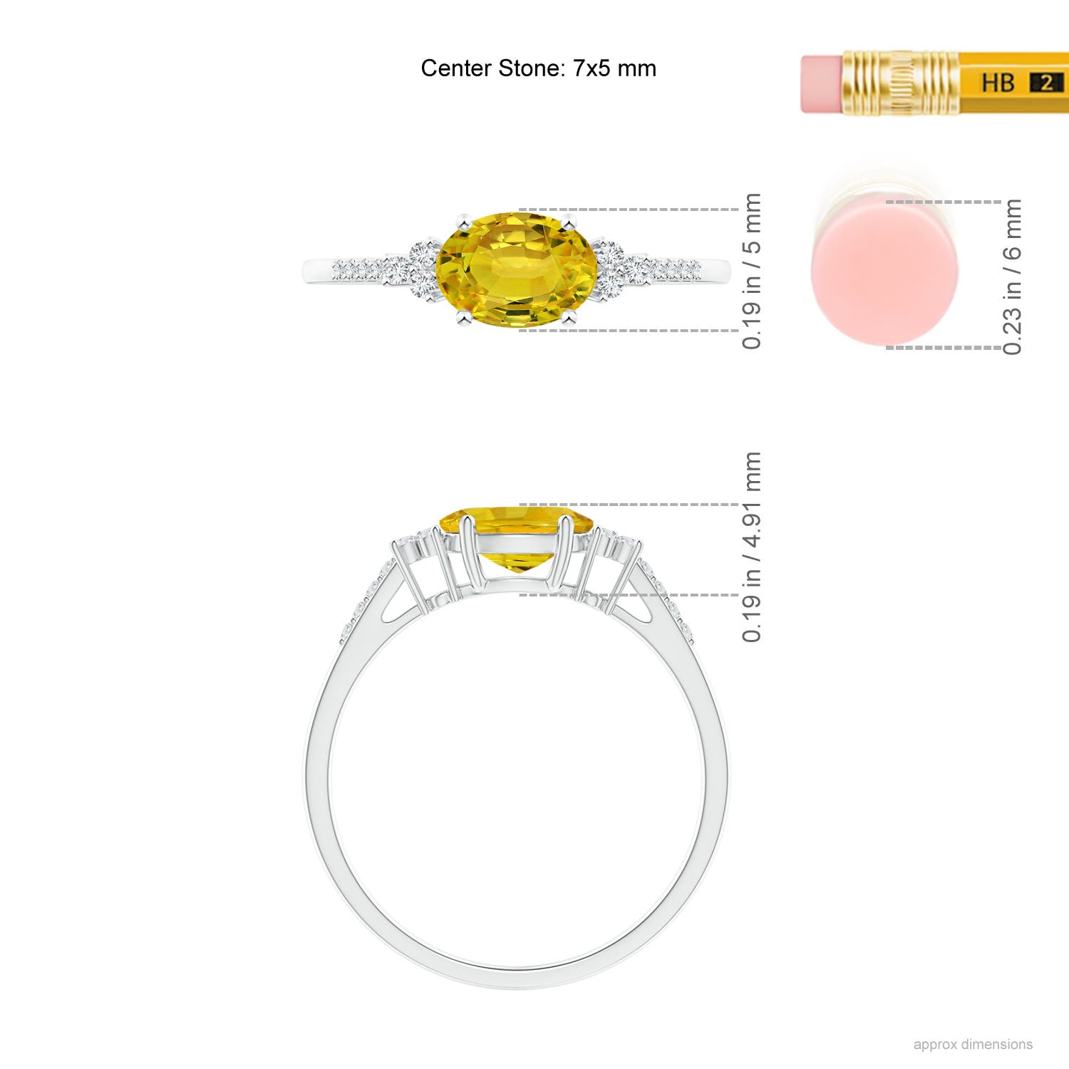 AAAA - Yellow Sapphire / 1.09 CT / 14 KT White Gold