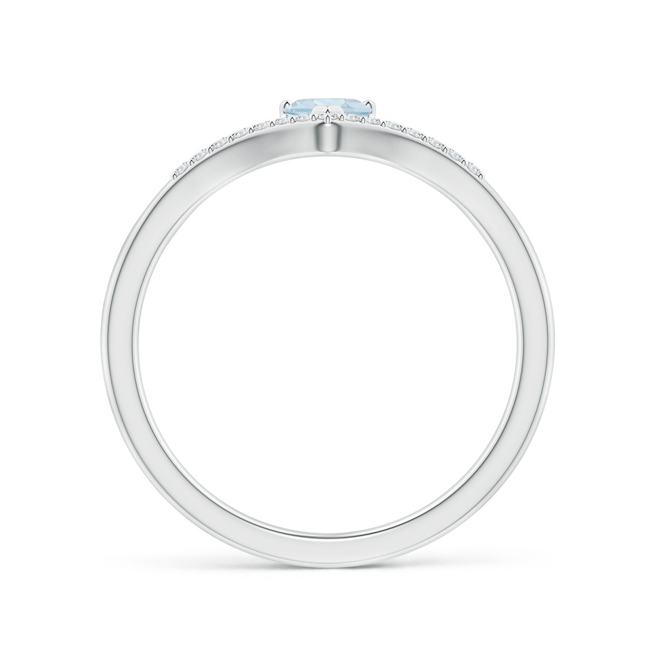4mm A Solitaire Heart Aquamarine and Diamond Chevron Ring in White Gold side-1