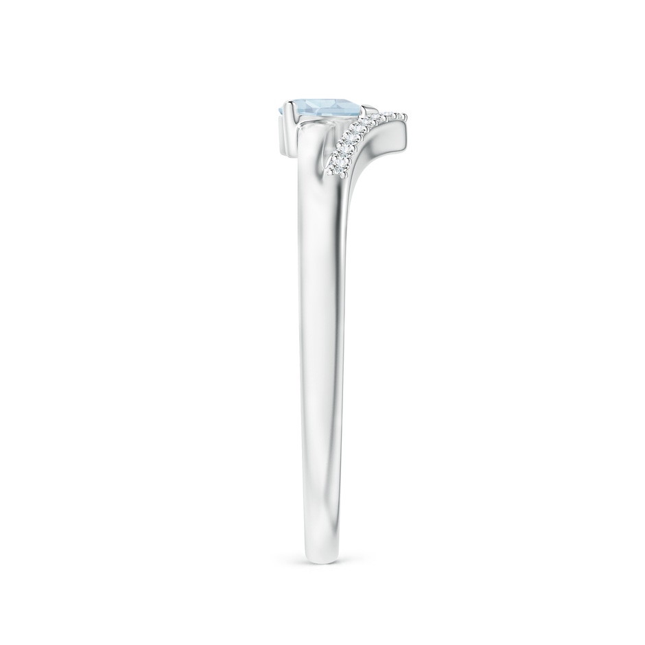 4mm A Solitaire Heart Aquamarine and Diamond Chevron Ring in White Gold side-2