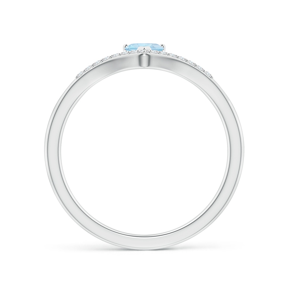 4mm AA Solitaire Heart Aquamarine and Diamond Chevron Ring in S999 Silver side-1