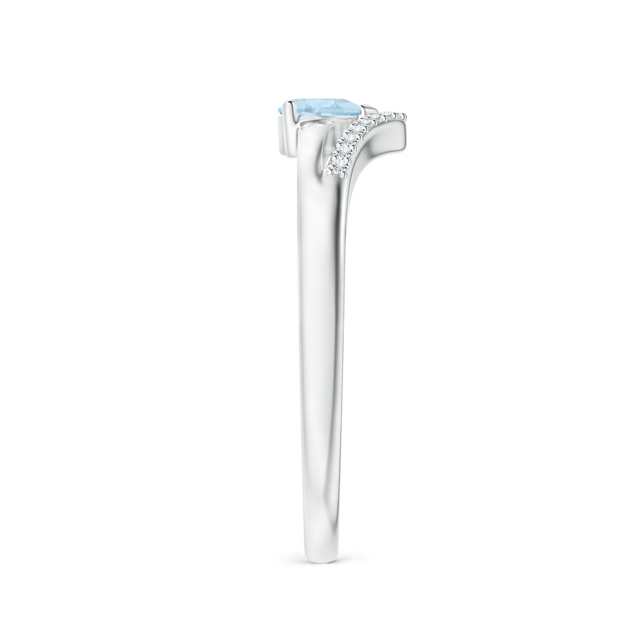 4mm AA Solitaire Heart Aquamarine and Diamond Chevron Ring in S999 Silver side-2