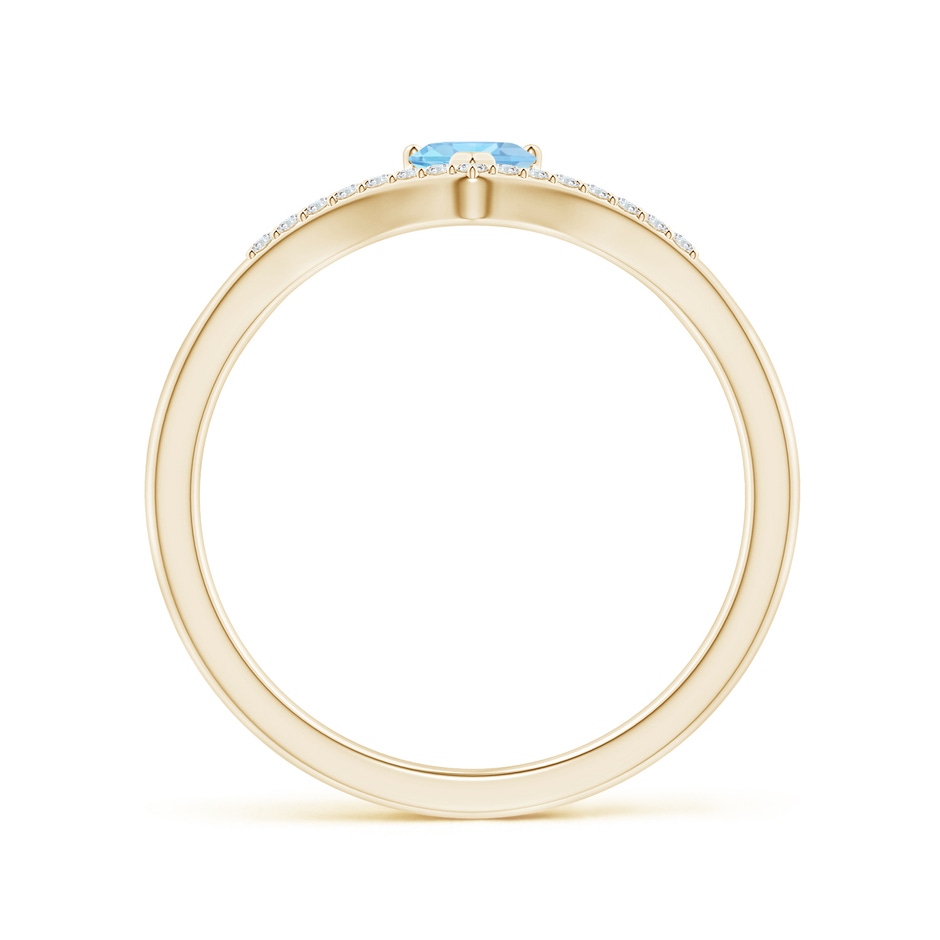 4mm AAA Solitaire Heart Aquamarine and Diamond Chevron Ring in Yellow Gold side-1