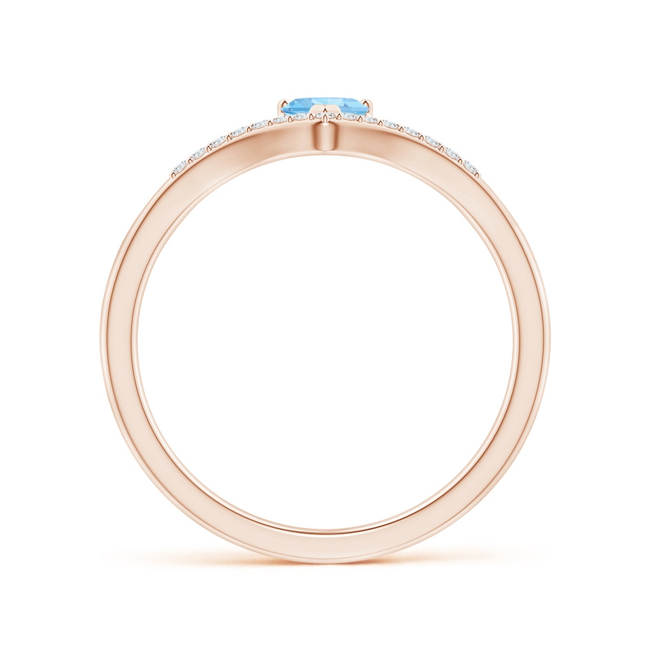 4mm AAAA Solitaire Heart Aquamarine and Diamond Chevron Ring in Rose Gold side-1