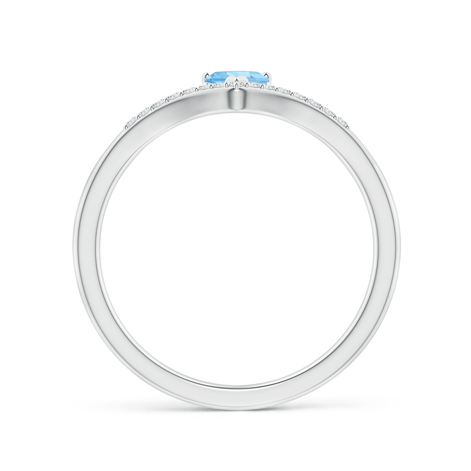 4mm AAAA Solitaire Heart Aquamarine and Diamond Chevron Ring in White Gold side-1