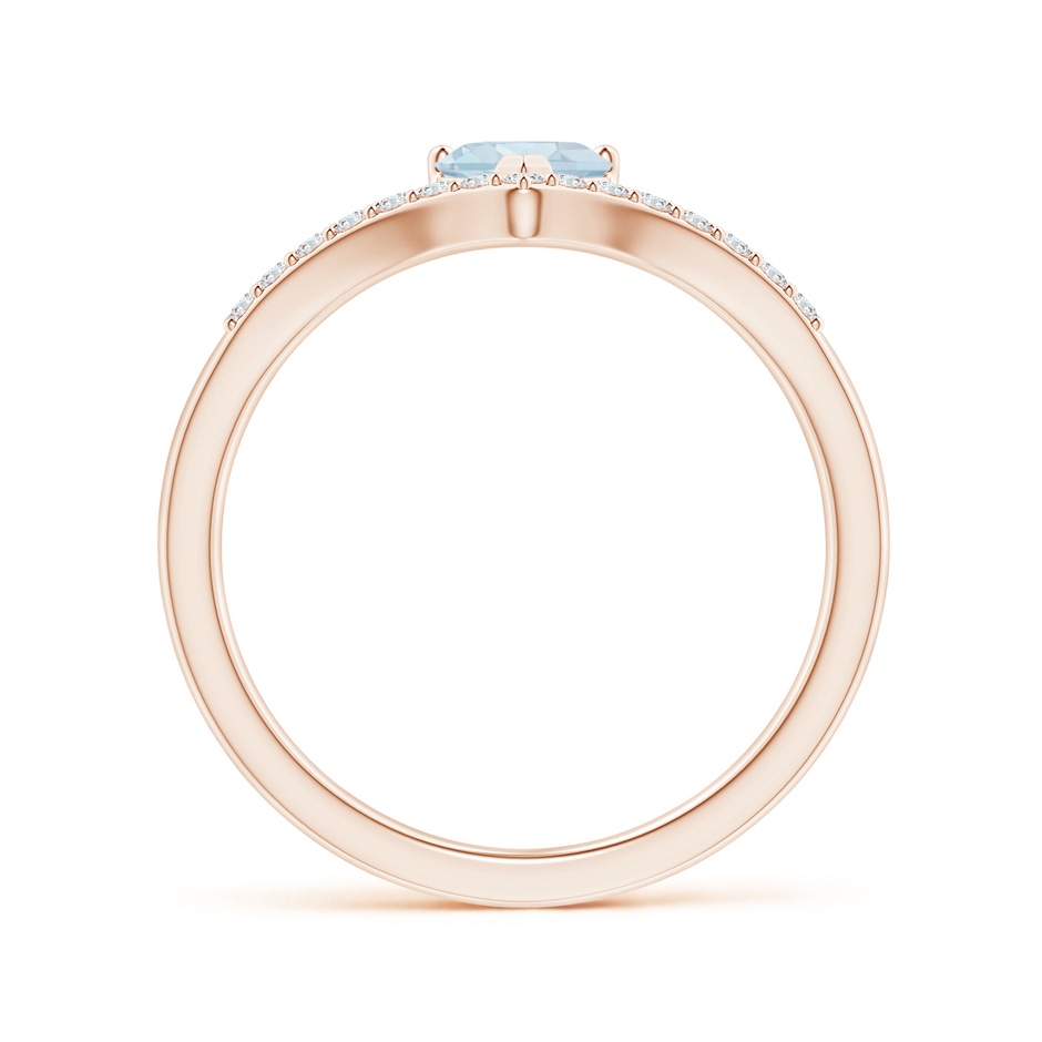 5mm A Solitaire Heart Aquamarine and Diamond Chevron Ring in Rose Gold side-1