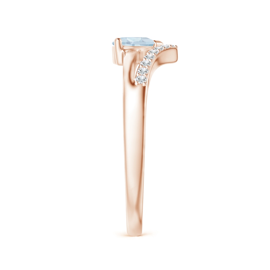 5mm A Solitaire Heart Aquamarine and Diamond Chevron Ring in Rose Gold side-2