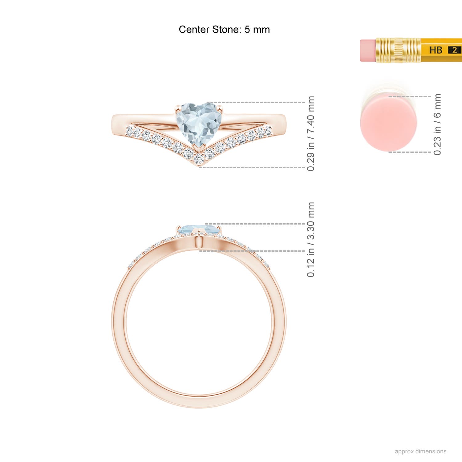 A - Aquamarine / 0.45 CT / 14 KT Rose Gold