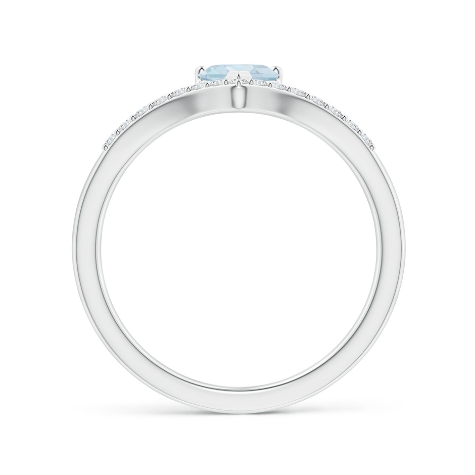 5mm A Solitaire Heart Aquamarine and Diamond Chevron Ring in White Gold side-1