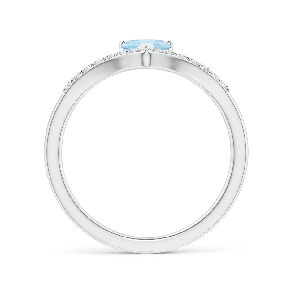 5mm AA Solitaire Heart Aquamarine and Diamond Chevron Ring in White Gold side-1