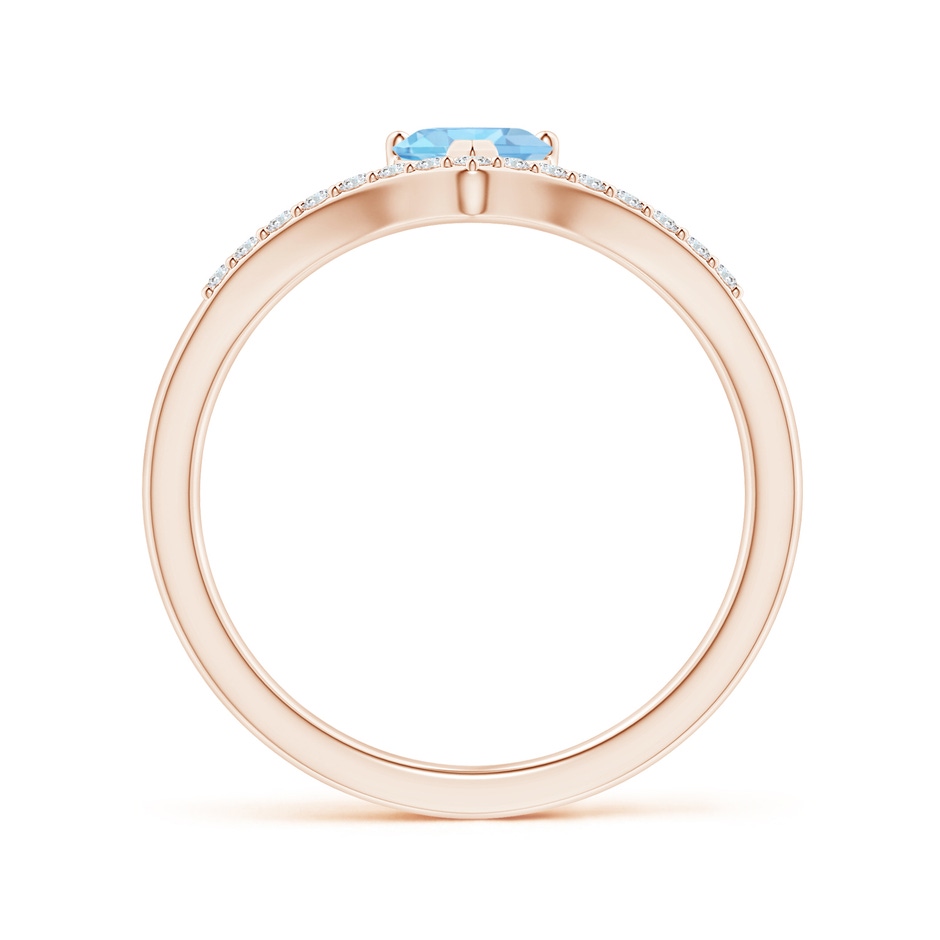 5mm AAA Solitaire Heart Aquamarine and Diamond Chevron Ring in Rose Gold side-1