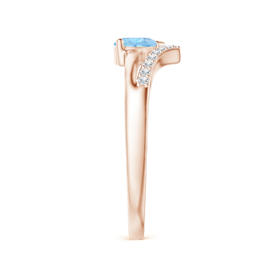 5mm AAA Solitaire Heart Aquamarine and Diamond Chevron Ring in Rose Gold side-2