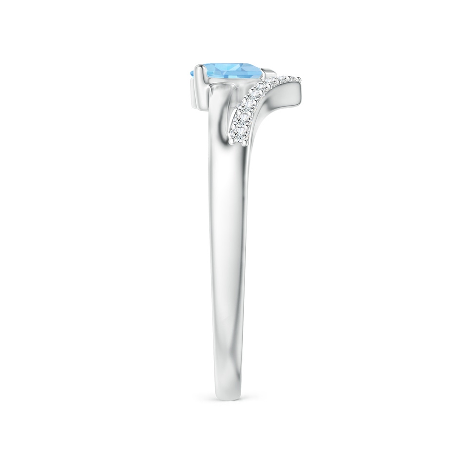 5mm AAA Solitaire Heart Aquamarine and Diamond Chevron Ring in S999 Silver side-2