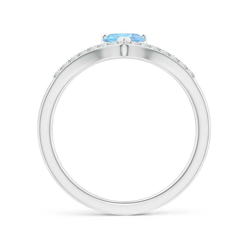 5mm AAA Solitaire Heart Aquamarine and Diamond Chevron Ring in White Gold side-1