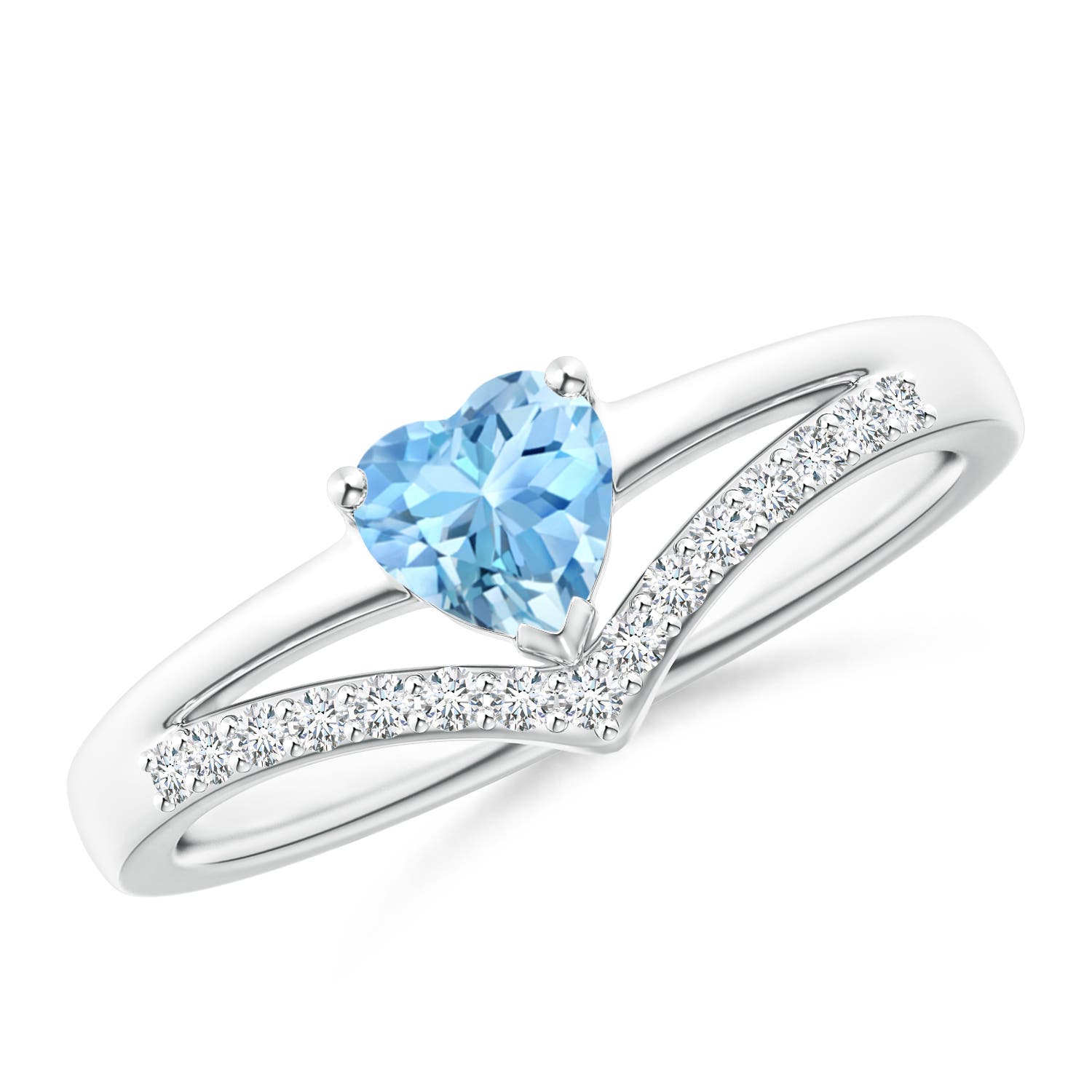 AAAA - Aquamarine / 0.45 CT / 14 KT White Gold