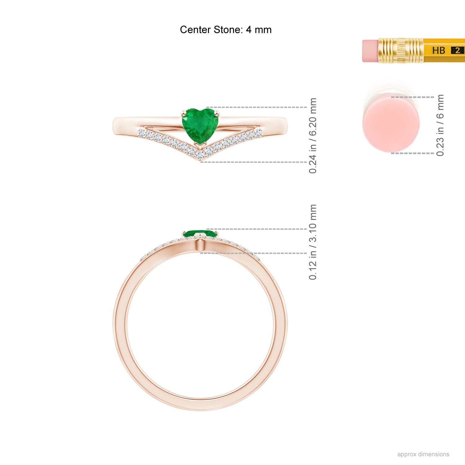 AA - Emerald / 0.28 CT / 14 KT Rose Gold