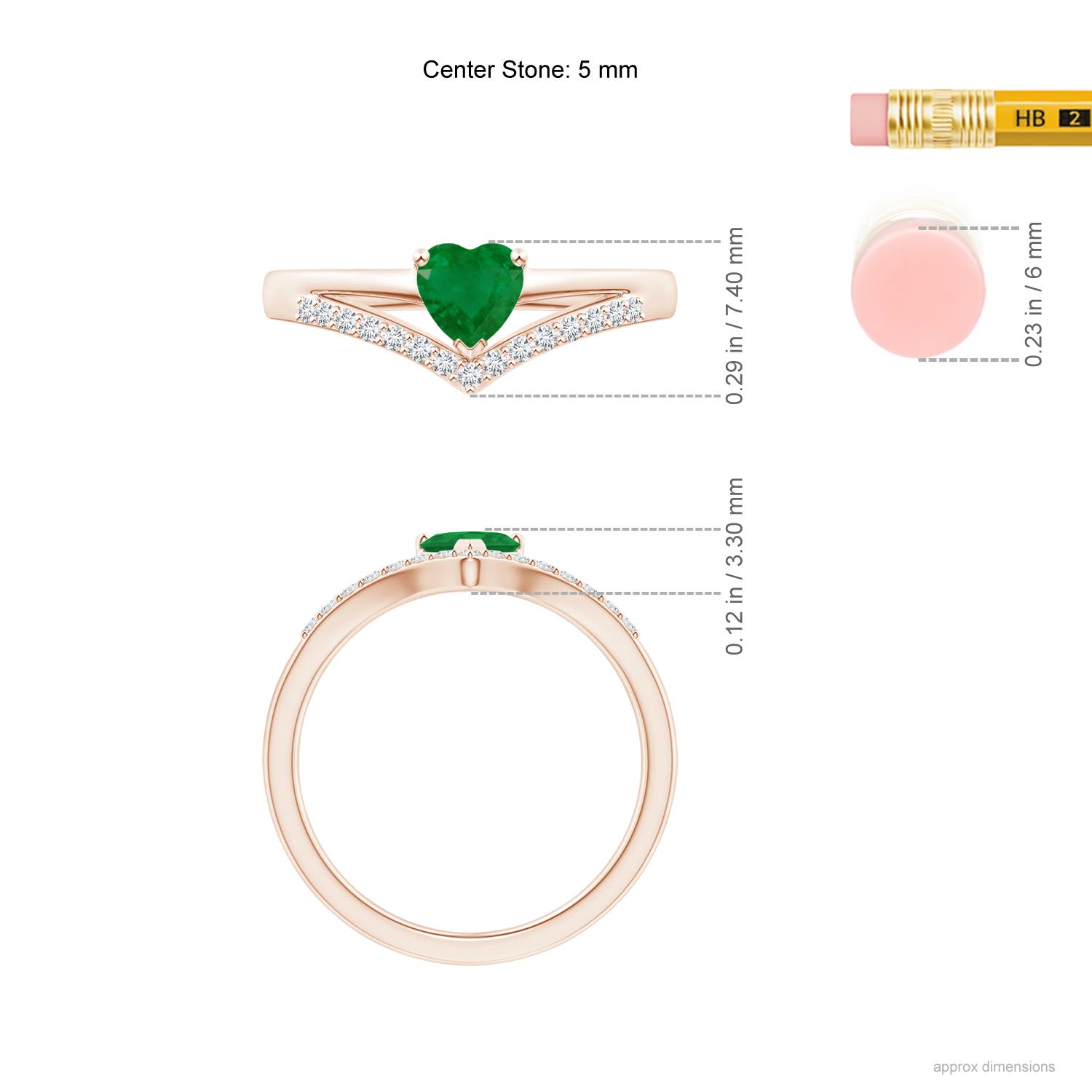 A - Emerald / 0.5 CT / 14 KT Rose Gold