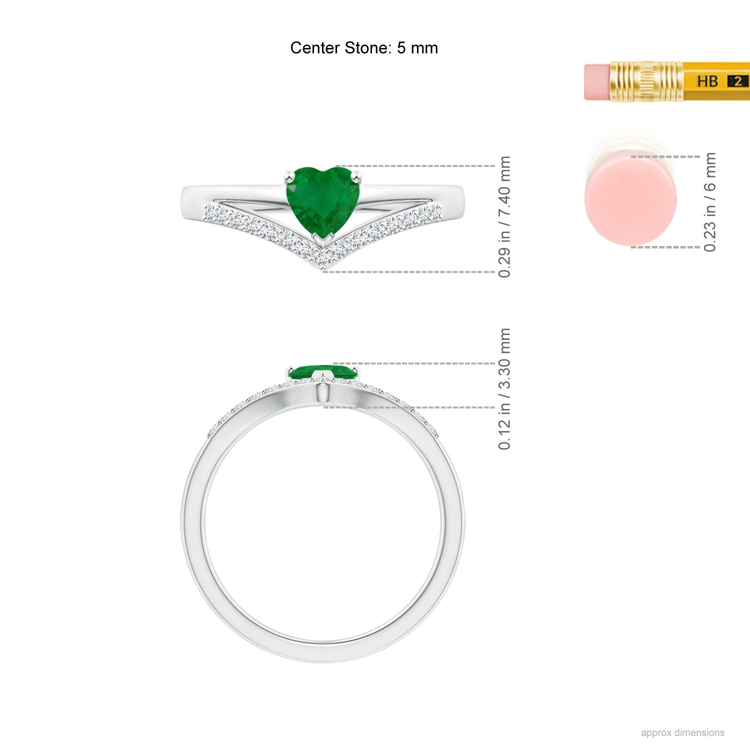 A - Emerald / 0.5 CT / 14 KT White Gold