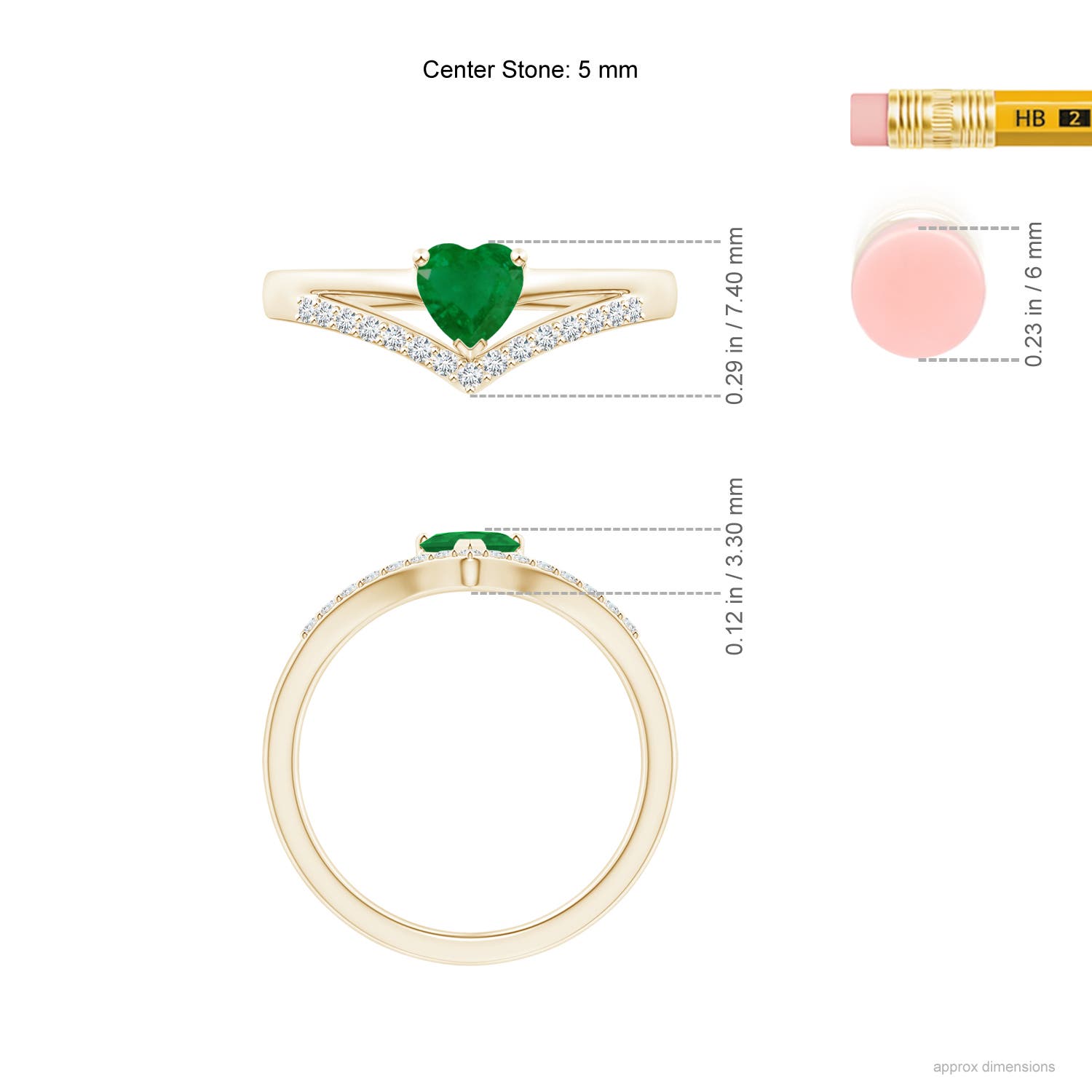 A - Emerald / 0.5 CT / 14 KT Yellow Gold