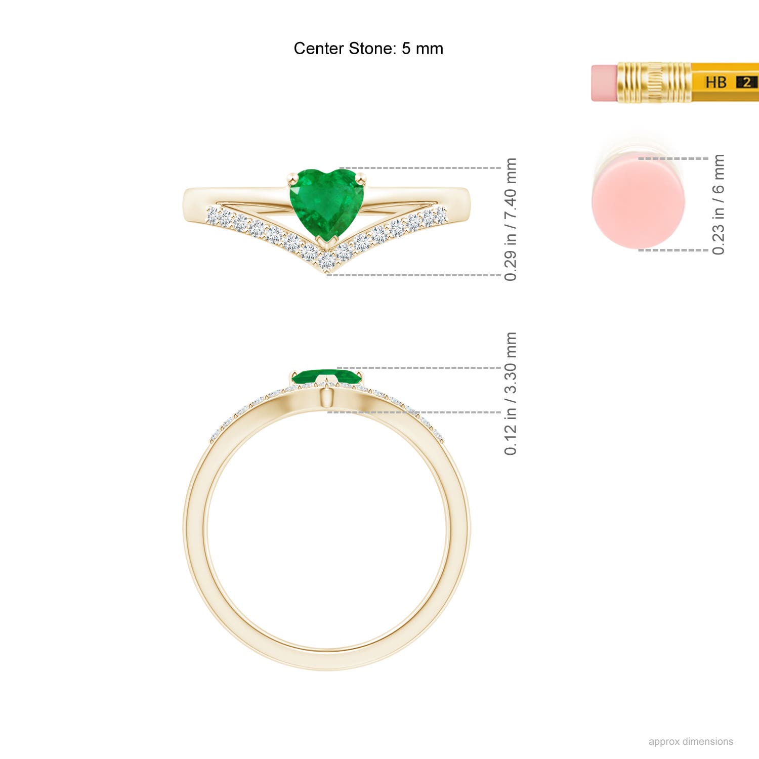 AA - Emerald / 0.5 CT / 14 KT Yellow Gold